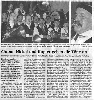 Chrom-Nickel-Kupfer Band - Vorbericht zum Fest 2005