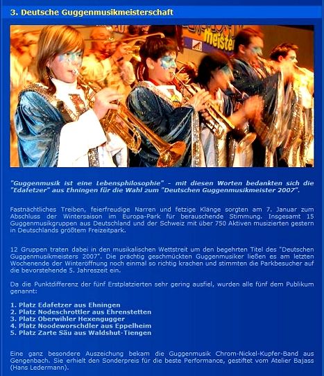 Chrom-Nickel-Kupfer Band - Nachbericht des Europa-Park - 3. Deutsche Guggenmusikmeisterschaft 2007